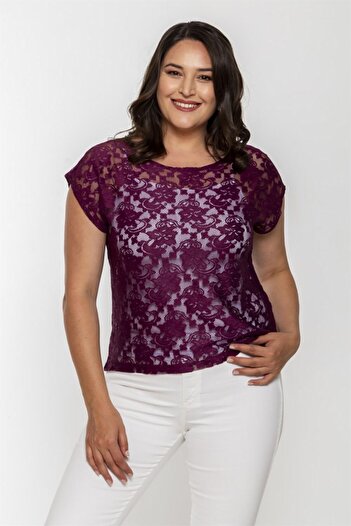 Seamoda Lace Cropped Top-burgundy