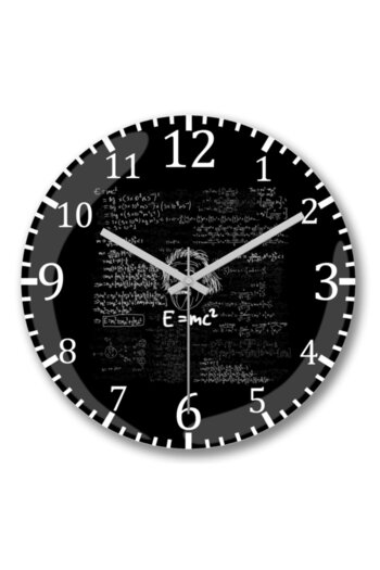 Baskı Dükkanı E=mc2 Formula Matematică Formula Ceas de perete Sticlă reală curbată