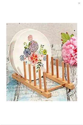 Uğur Bambu Tabak Standı 6 Lı Bambu Tabaklık Tezgah Üstü Bambu Tabak Standı Ahşap Tabaklık Ugr54