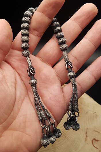 OTTOTESBİH Zaza model 32 Gr Oxide Coating - 1000 Sterling Silver Rosary