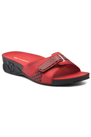 Ceyo Flora Women's Red Velcro Single Strap Orthopedic Slippers