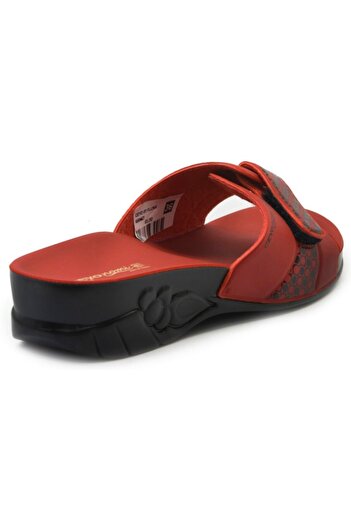 Ceyo Flora Women's Red Velcro Single Strap Orthopedic Slippers