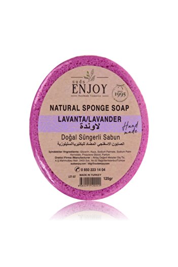 Enjoy Natural Soap Lavender Handmade Sponge Body Shower Soap 125 gr