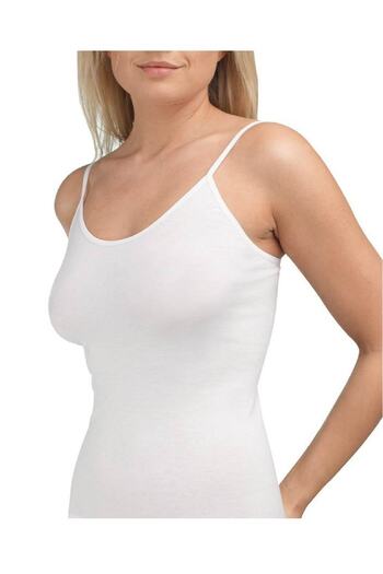 Blackspade Women's White Cotton Adjustable Thin Strap Undershirt