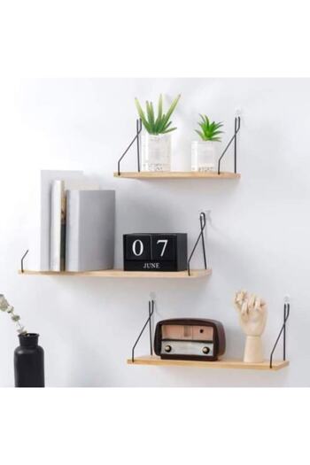 Tiydem Nelli Triple Shelf Decorative Wall Shelf (Black)
