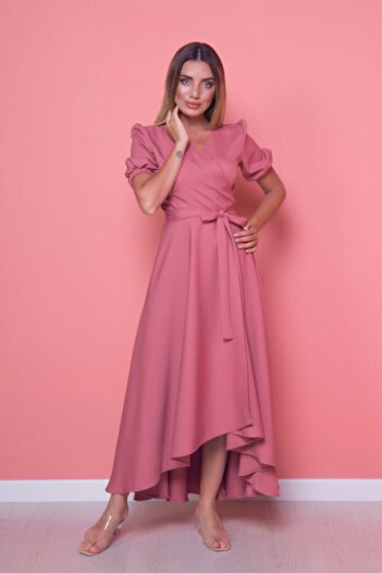 Bidoluelbise Γυναικείο φόρεμα Dusty Rose Plus Size Asymmetrical Cut