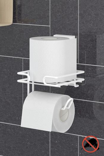 Teknotel Easyfix White Toilet Paper Holder - Adhesive, Refills, No Drilling Screw Drill Ef275