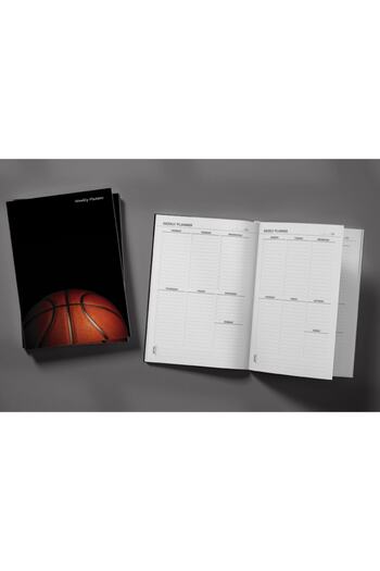 Pelikan Yayınları Basketball Ball On Black Background Weekly Planner & Notebook