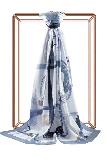 Vissona Women's Luxury Medina Silk Shawl Baby Blue Indigo