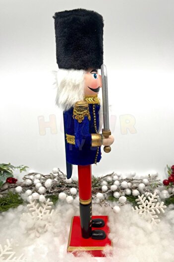 Huzur Party Store 40 см горіхокол з мечем, синього кольору, свинцевий солдат, чорний кавку, горіхокол, новорічна прикраса