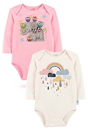 MAHFEL 2-Piece 100% Cotton Organic Printed Snap Fastener Baby Bodysuit