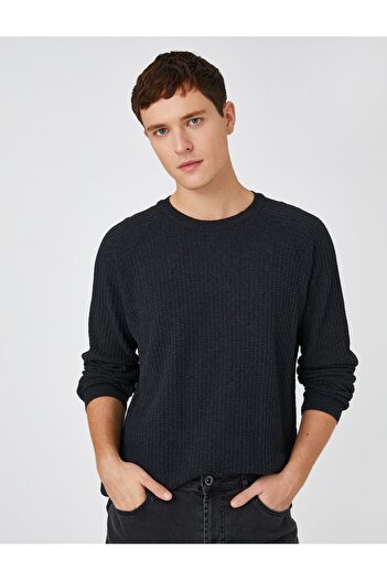 Koton Basic Knitwear Sweater Textured Crew Neck Slim Fit
