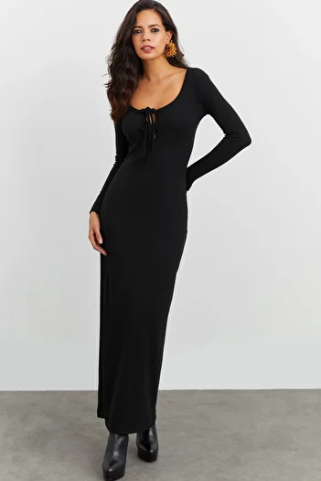 Cool & Sexy Schwarzes Camisole-Maxikleid für Damen EY1513