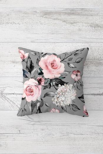 on the clouds Rose Bouquet Patterned and Plain Throw Pillow with Hidden Zipper Throw Pillow Cover Seat Pillow Cover Set (4pcs)