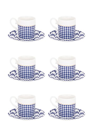 Tantitoni 6-Piece Houndstooth New Bone Coffee Cup Set