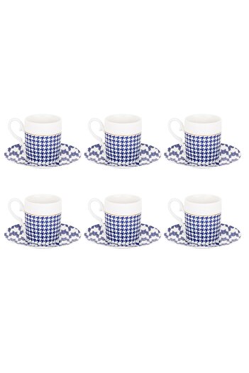 Tantitoni 6-Piece Houndstooth New Bone Coffee Cup Set