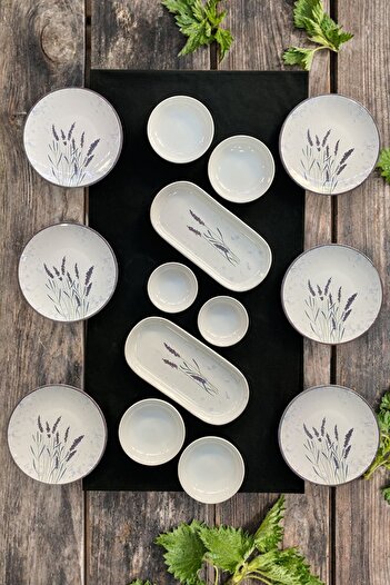 Keramika Lavender 14 Piece Breakfast Set for 6 People