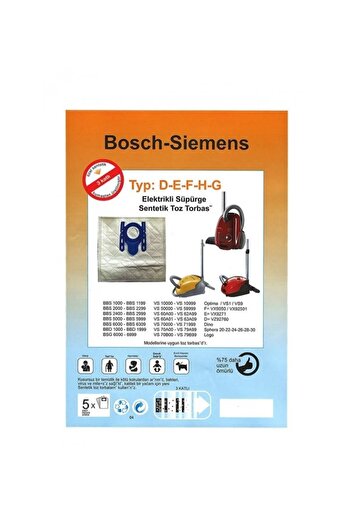 Universal Pachet de 5 saci de praf pentru aspirator Bosch Bbs 1199