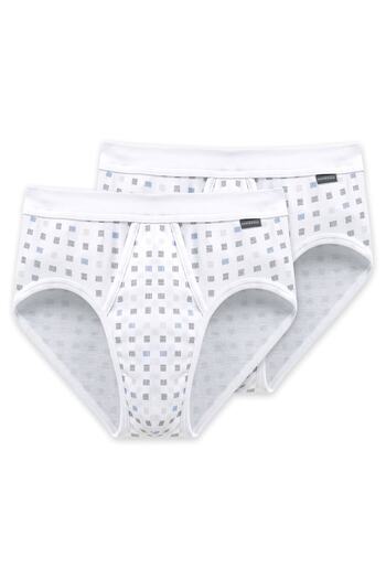 Schiesser Herren Slip 2 PACK - Sport Slip, Essentials Feinripp, Tile-Print, S-XXL