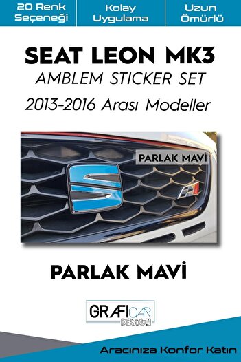 GRAFİCAR Set de autocolante pentru emblemă Seat Leon Mk3 2013-2016/fără machiaj
