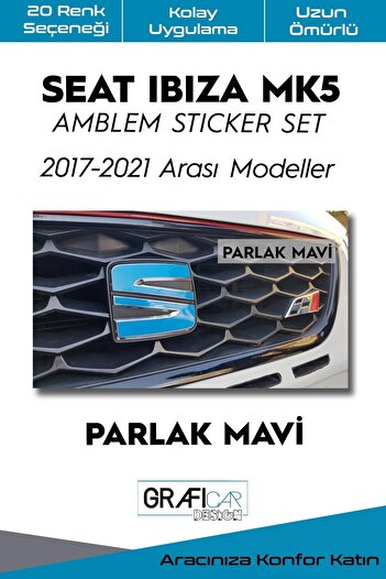 GRAFİCAR Set de autocolante placate cu emblemă Seat Ibiza Mk5-2017-2021/fără machiaj