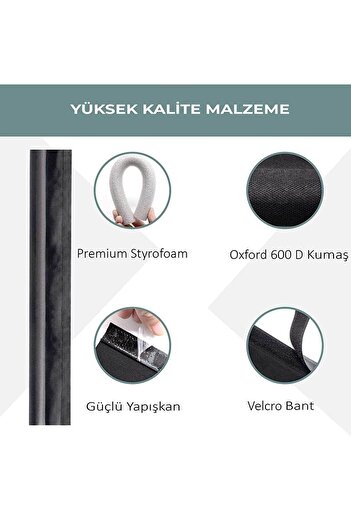 RevuBaby Kapı Altı Rüzgar Önleyici Isı Yalıtım Süngeri Eşik Altlığı Stoper Rüzgarlık Toz Soğuk 2adet Siyah