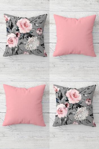 on the clouds Rose Bouquet Patterned and Plain Throw Pillow with Hidden Zipper Throw Pillow Cover Seat Pillow Cover Set (4pcs)