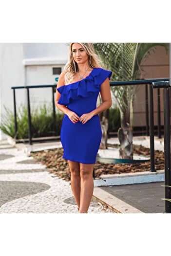 Styling Park Omzu Fırfırlı Mini Elbise