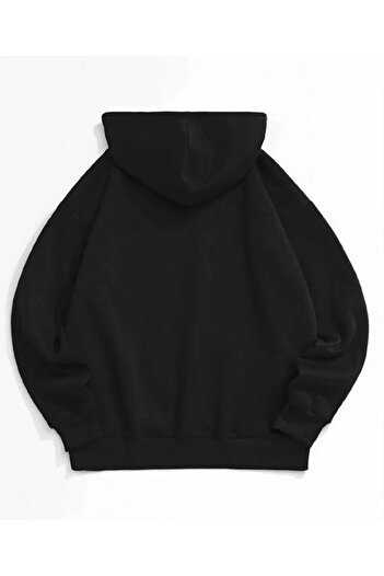 LEONE Black Brooklyn Printed Oversize Hooded Swetshirt