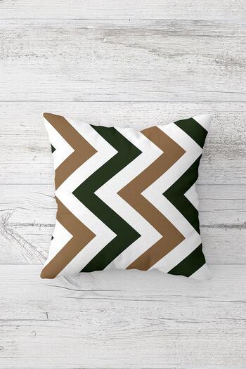 on the clouds Geometric Zigzag And Plain Case Green Concealed Zippered Throw Pillow Cover Seat Pillow Cover Set(4pcs)