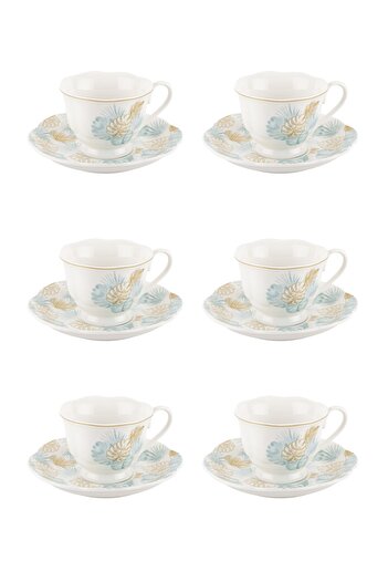 Tantitoni Set of 6 Leaves New Bone Coffee Cups