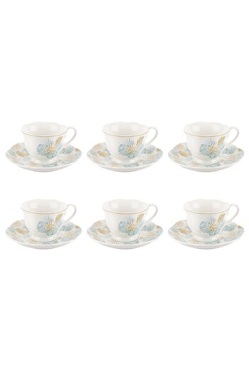 Tantitoni Set of 6 Leaves New Bone Coffee Cups