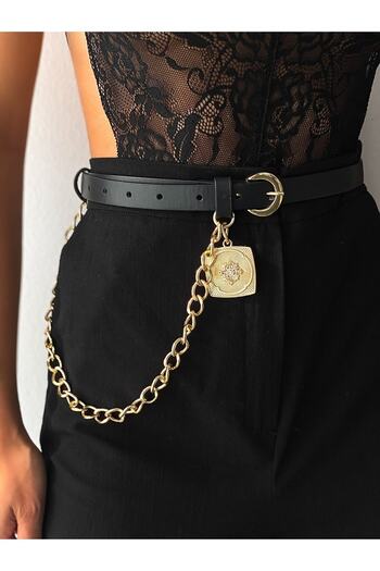 laughs Women's Belt Detailed Dress Jean Jacket Belt Kmr0090