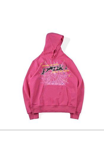 Benisengiydir Φούτερ με κουκούλα Unisex Pink Spider Pink World Wild Printed Oversize