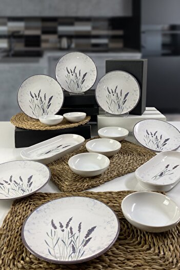 Keramika Lavender 14 Piece Breakfast Set for 6 People