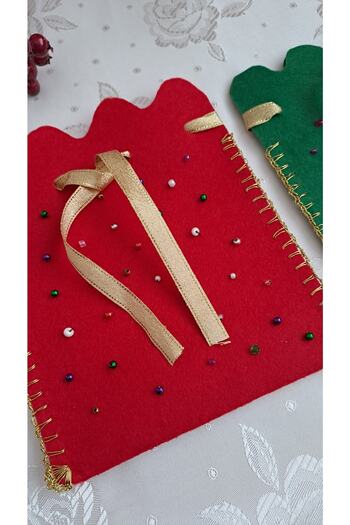 SOUL BY A&B 2-Piece New Year's Socks Pouch Red Green Felt Gift Pouch Hydrellez Pouch