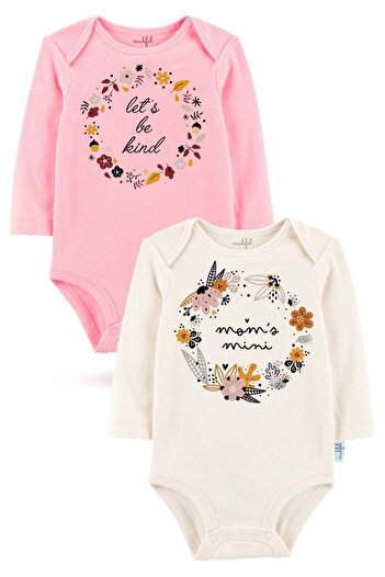 MAHFEL 2-Piece 100% Cotton Organic Printed Snap Fastener Baby Bodysuit