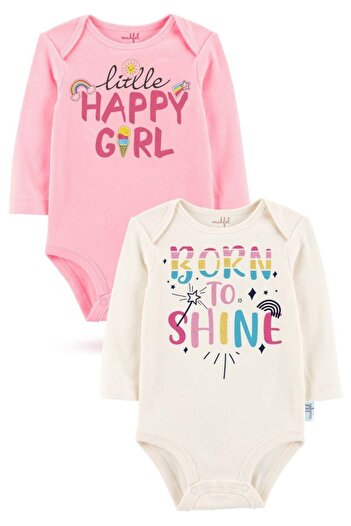 MAHFEL 2-Piece 100% Cotton Organic Printed Snap Fastener Baby Bodysuit