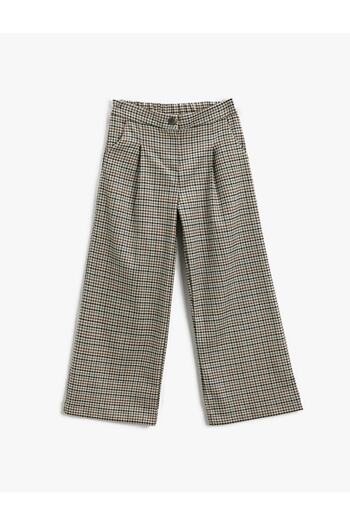 Koton Wide Leg Trousers Pleated Detailed Button Closure Pockets