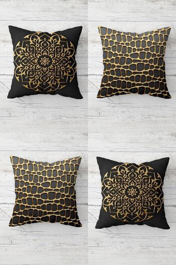 on the clouds Gold Foil Patterned Hidden Zippered Throw Pillow Cover Sofa Pillow Cover Set (4pcs)