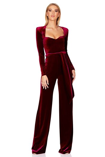 AVC Long Sleeve Velvet Jumpsuit