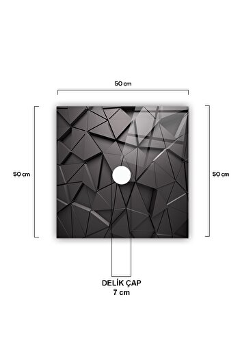 Decorita Cam Avize Göbeği | Antrasit Kristal | 50cm X 50cm