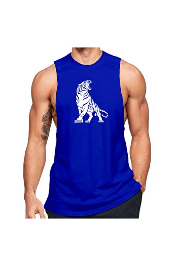 Black İstanbul Tiger Printed Zero Sleeve Fitness εσώρουχο
