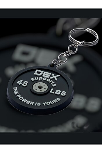 Dex Supports Lasting Energy Fitness Weight Plate Miniature Keychain, Gift Keychain, Silicone Model