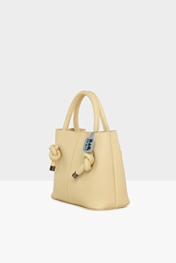 Bagmori Cream Women's Mini Shoulder Bag with Tie Detail M000007799