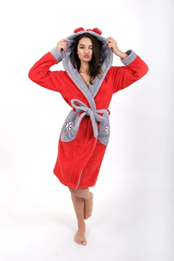 Eymir Home Collection Welsoft-fleece-plush Women's Dressing Gown Hooded Bathrobe