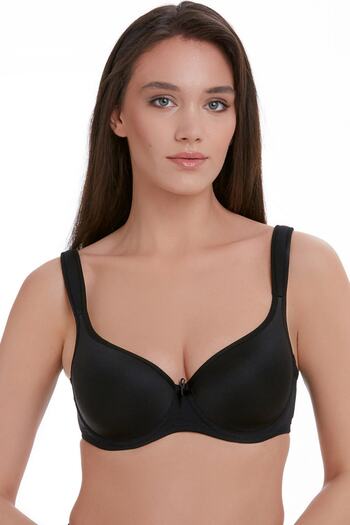 TEN Micro-Covered Non-Supported Shoulder Reinforced Black Bra