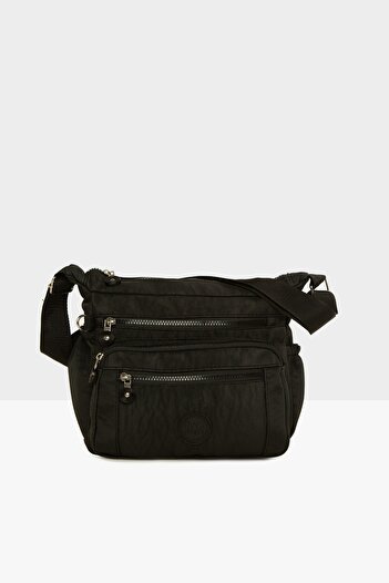 Bagmori Black Women's Large Multi-Zipper Detailed Parachute Bag M000007817