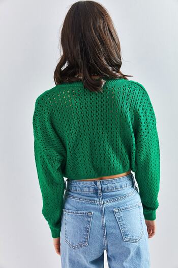 Bianco Lucci Women's Openwork Crop Sweater