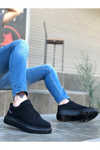 BOUIS Men's Black Daily Lace-up Orthopedic Sneaker Comfort Sole Comfortable Breathable Sports Shoes